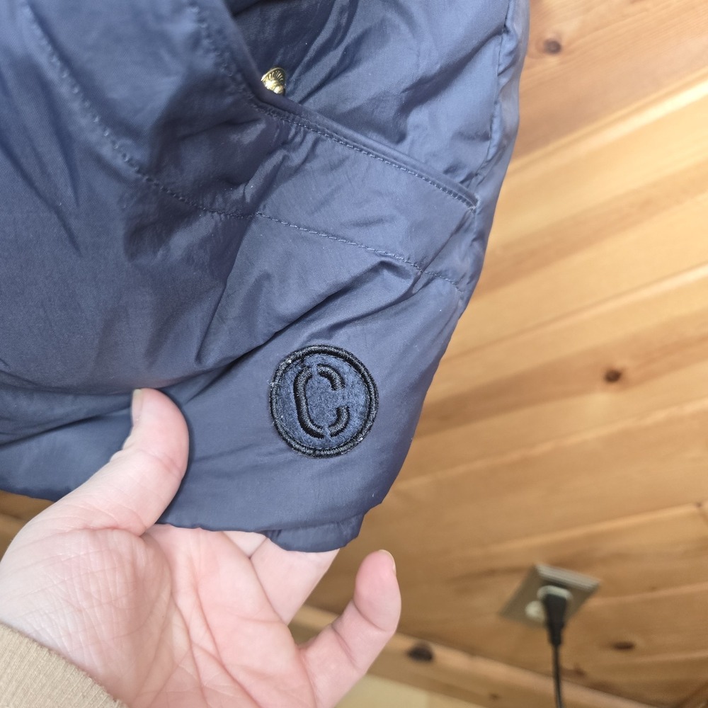 CLOSED Navy Puffer Vest Women's Large 80/20 Down Feather Zip Front - Picture 3 of 8